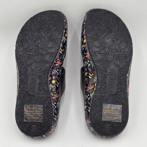 Alegria Recover Me Fruit Punch Slip On Slide Sandals Sz 37/US 7 Black Floral - Picture 10 of 12